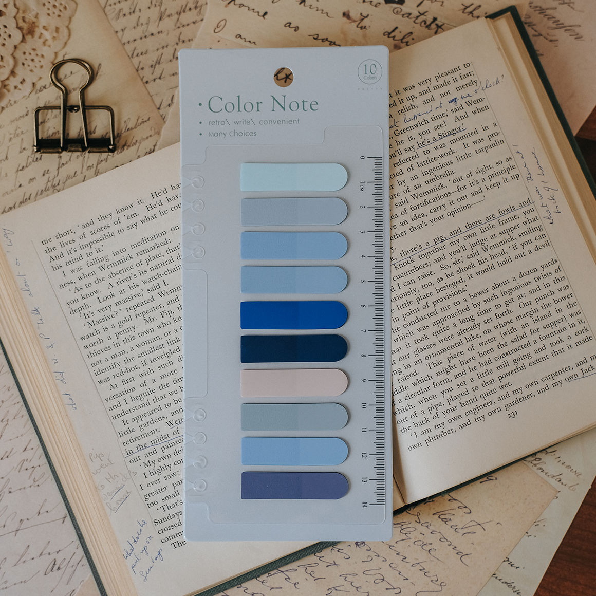 Blue tones - curved sticky Index tabs set.