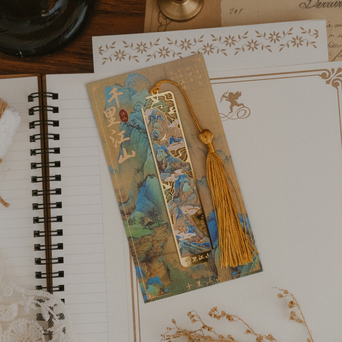 Artistic Landscape Metal Bookmarks with Tassel