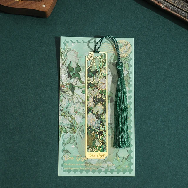 bookmark - floral painting with tassel.