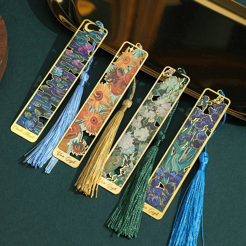 bookmark - floral painting with tassel.