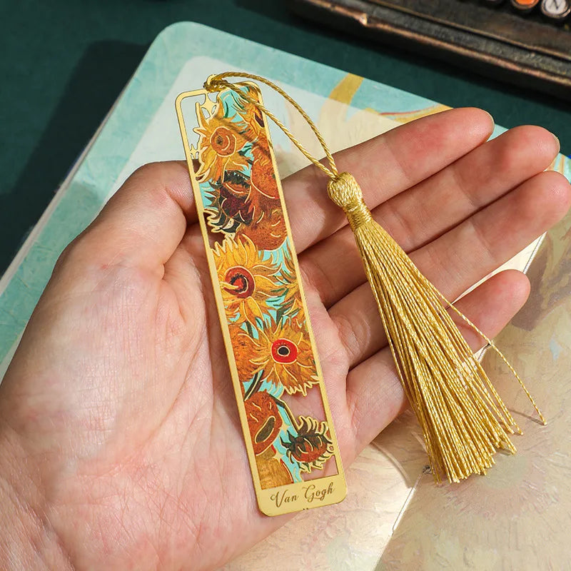 bookmark - floral painting with tassel.