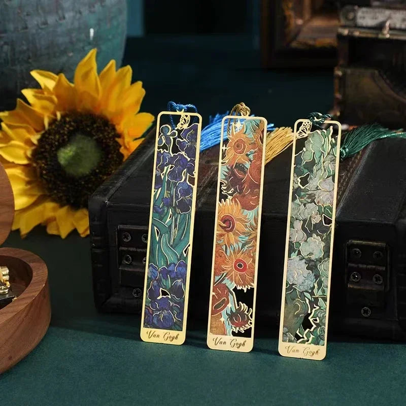 bookmark - floral painting with tassel.