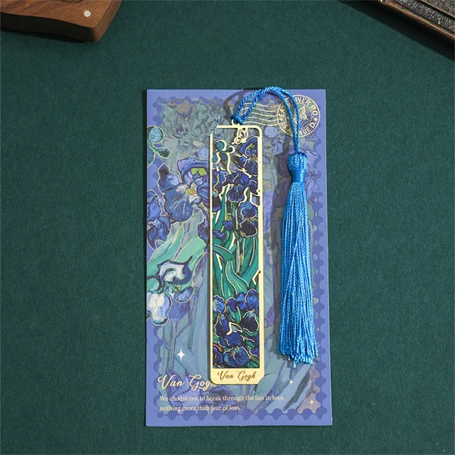 bookmark - floral painting with tassel.