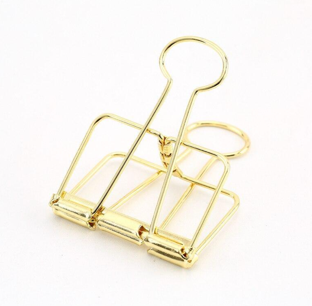 Hollow Skeleton Binder Paper Clip - Gold