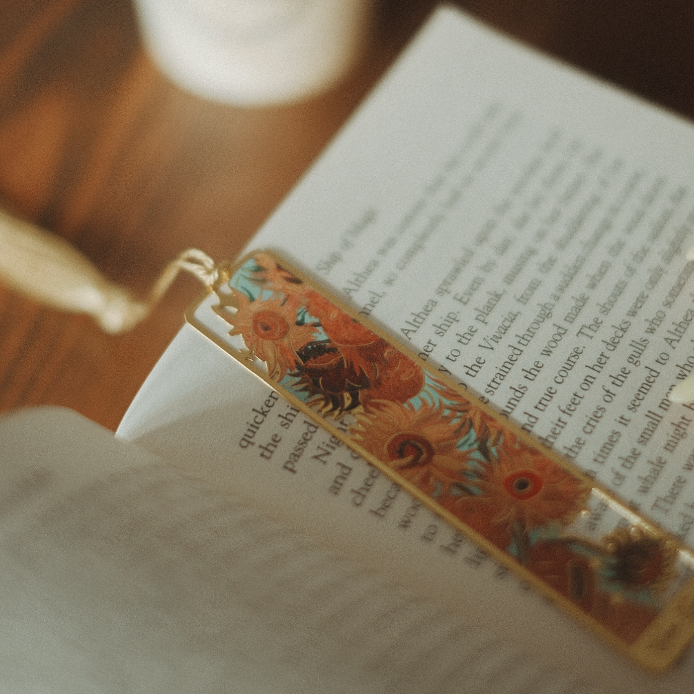 bookmark - floral painting with tassel.