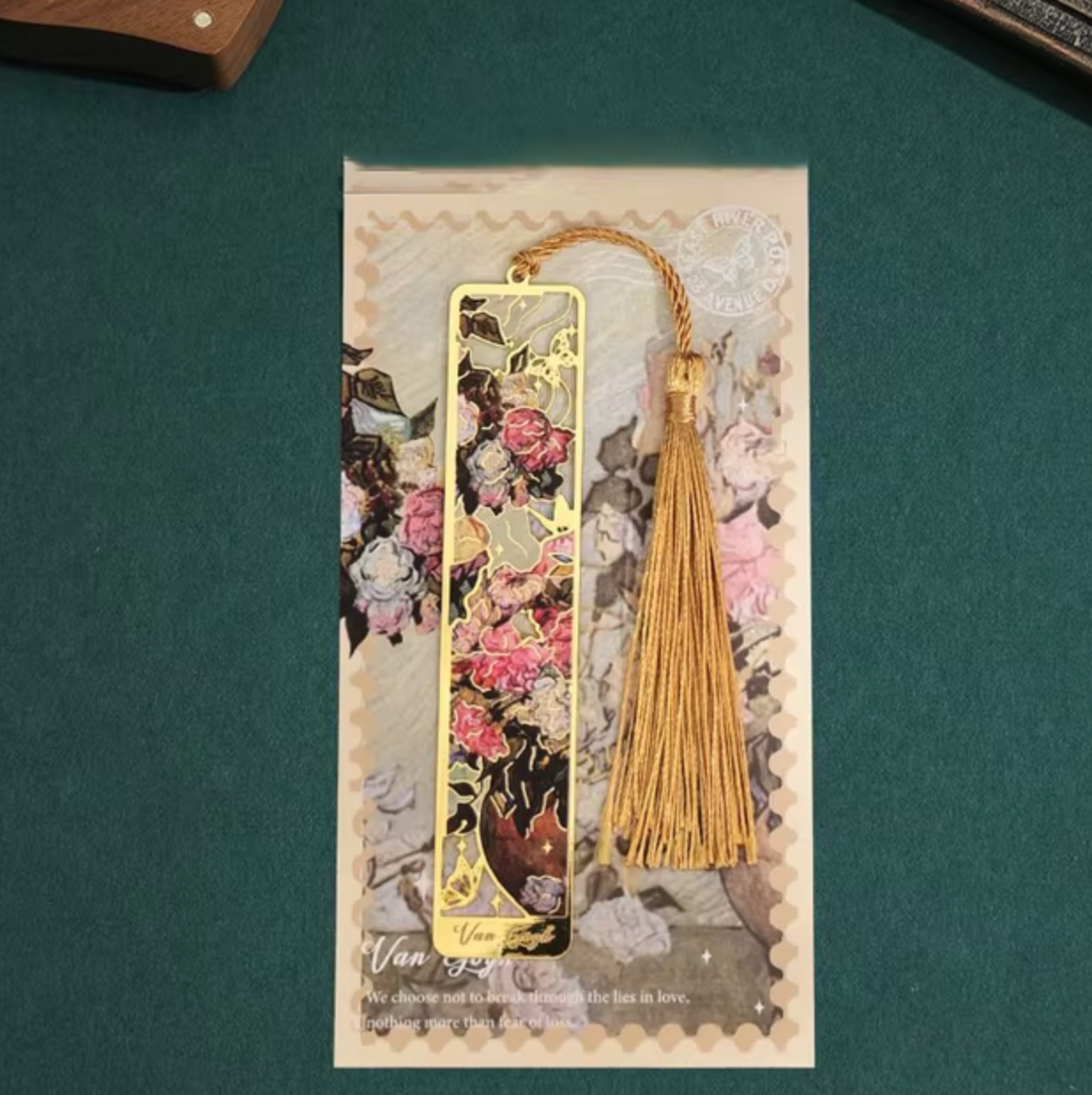 bookmark - floral painting with tassel.