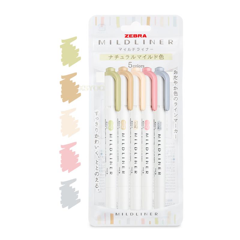 Zebra Mildliner Double Sided Highlighter - Natural color set.