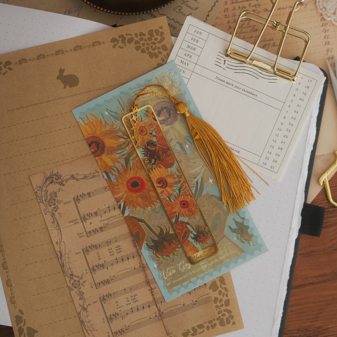 bookmark - floral painting with tassel.