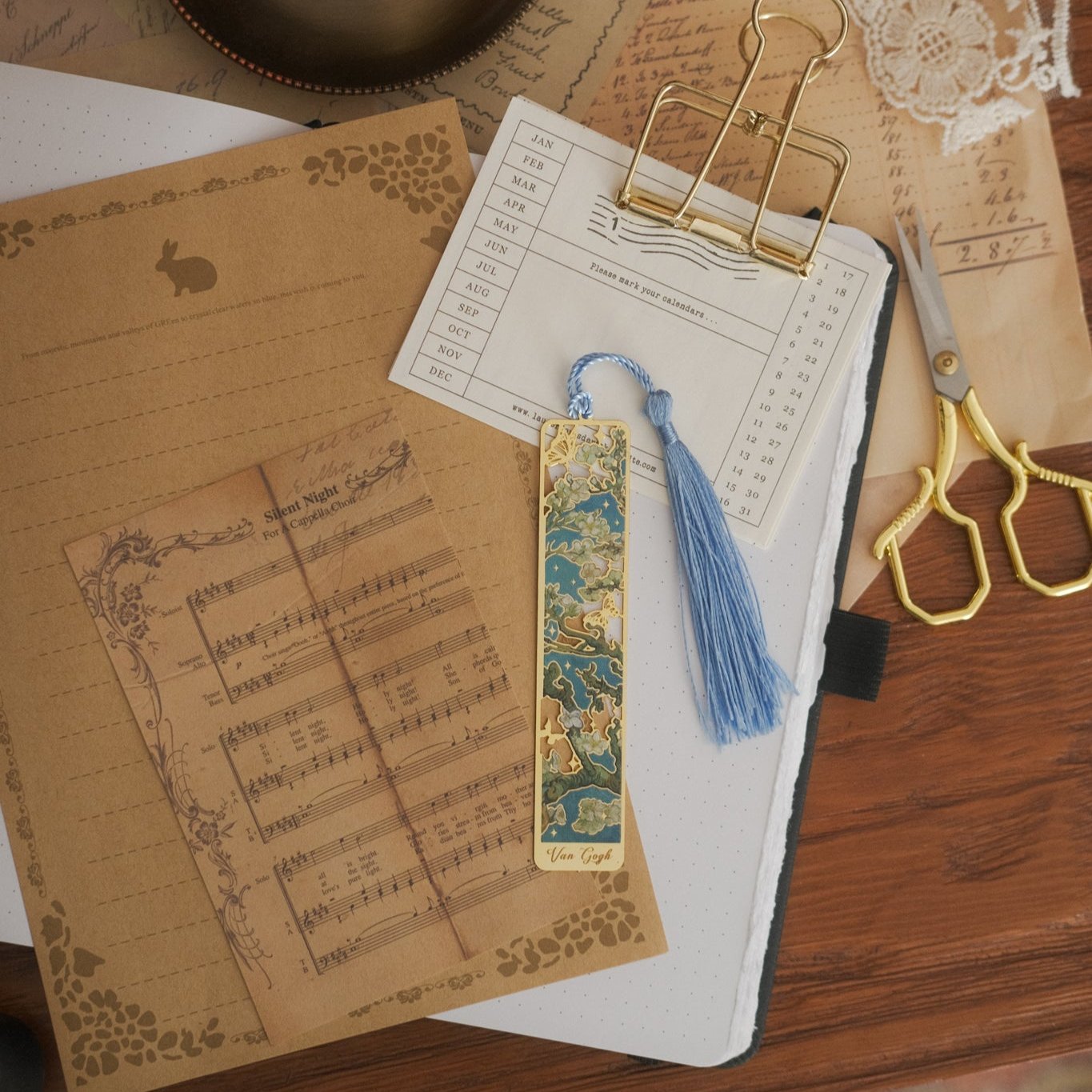 bookmark - floral painting with tassel.