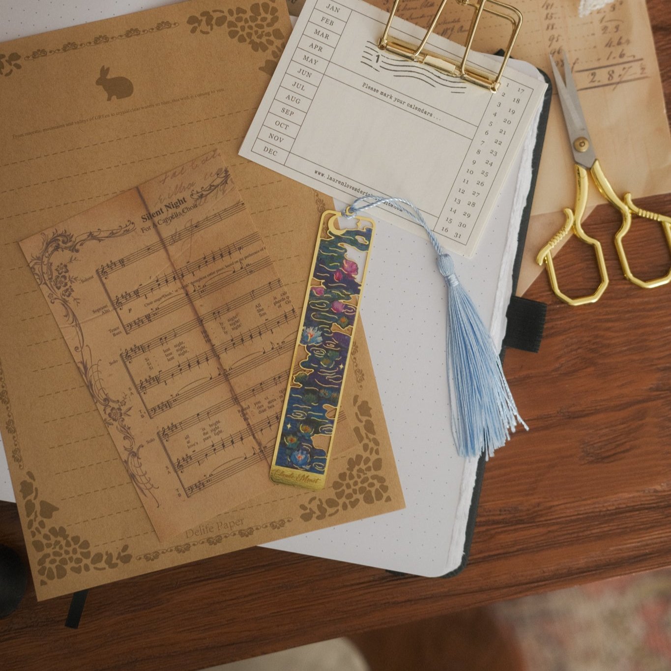 bookmark - floral painting with tassel.